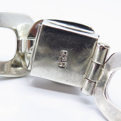 925 Sterling Silver Vintage Square Link Bracelet 7.25"