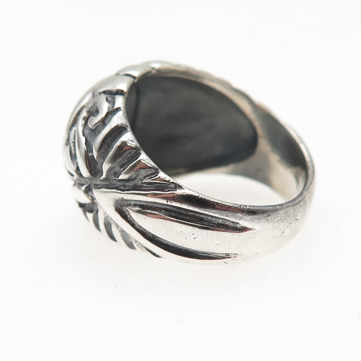 925 Sterling Silver Vintage Modernist Butterfly Oxidized Ring Size 7.5