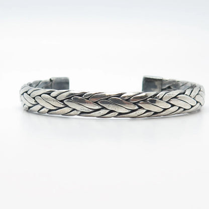 925 Sterling Silver Vintage Wheat Adjustable Cuff Bracelet 7.5”