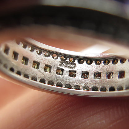 925 Sterling Silver Princess & Round-Cut Multi-Color C Z Eternity Ring Size 7.25