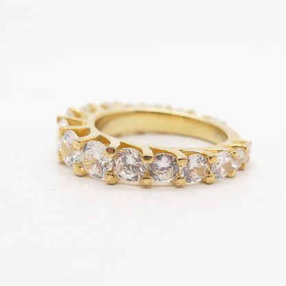 925 Sterling Silver Gold Plated Round-Cut C Z Ring Size 6.5