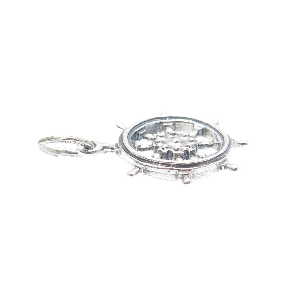 BEAU 925 Sterling Silver Vintage Ship Wheel Minimalist Charm Pendant