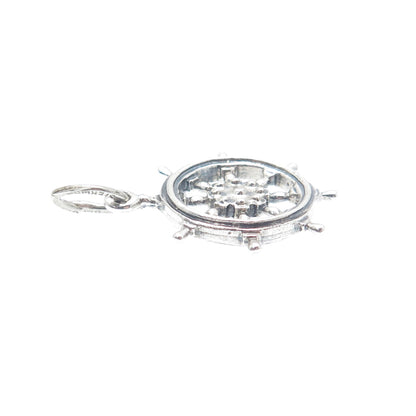BEAU 925 Sterling Silver Vintage Ship Wheel Minimalist Charm Pendant