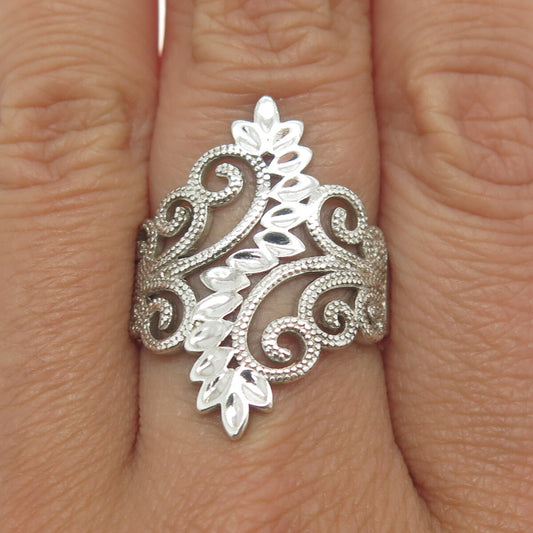 925 Sterling Silver Vintage Ornate Ring Size 8.25