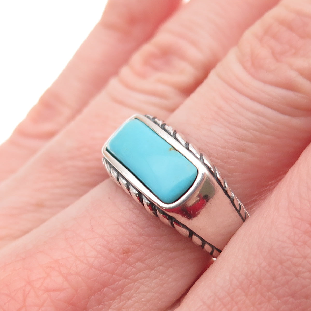 Carolyn Pollack 925 Sterling Silver Vintage Real Turquoise Ring Size 7.25
