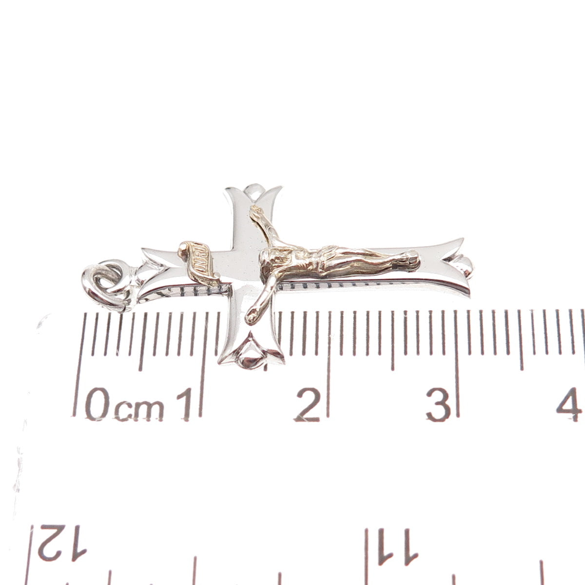 Theda 925 Sterling Silver Vintage Crucifix Cross Religious Charm Pendant