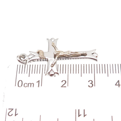 Theda 925 Sterling Silver Vintage Crucifix Cross Religious Charm Pendant