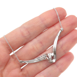 925 Sterling Silver C Z Twisted Pendant Cable Chain Necklace 18"