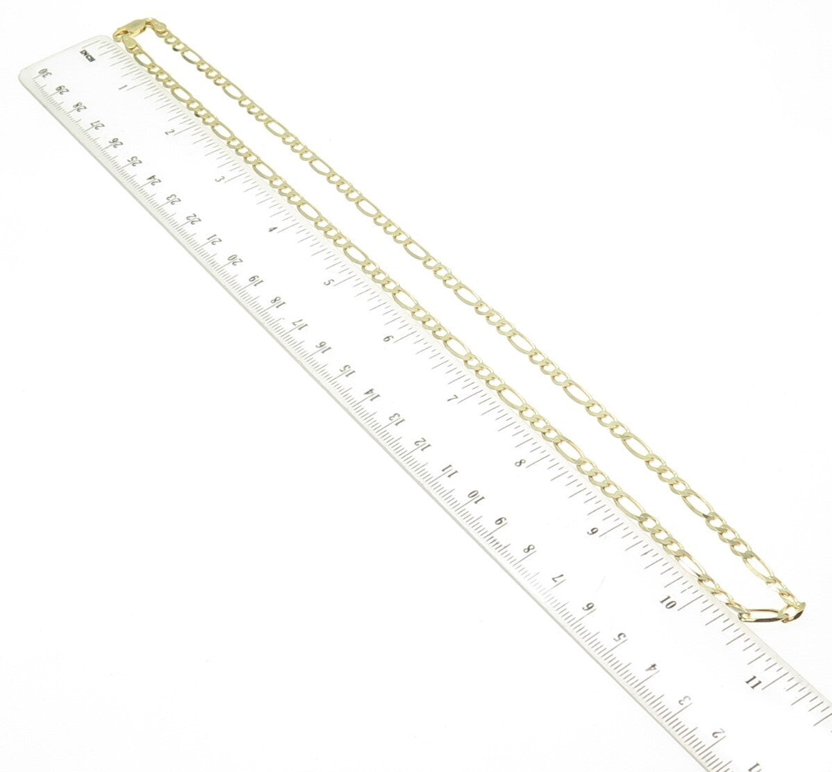 HAN 925 Sterling Silver Gold Plated Italy Figaro Chain Necklace 22"