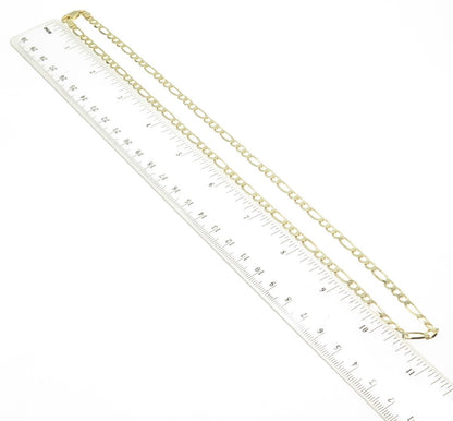 HAN 925 Sterling Silver Gold Plated Italy Figaro Chain Necklace 22"