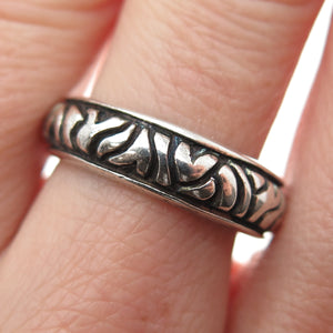 SX SALLY C 925 Sterling Silver Vintage Animal Pattern Oxidized Band Ring Size 7