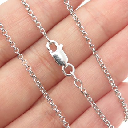 925 Sterling Silver Italy Round & Tapered Baguette-Cut C Z Heart Necklace 16"
