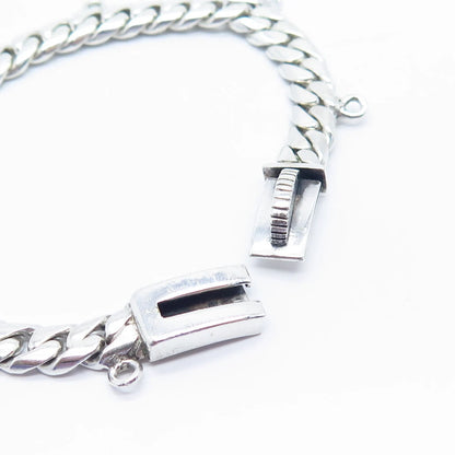 925 Sterling Silver Vintage Mexico Cuban Link Bracelet 7"