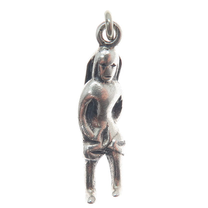 925 Sterling Silver Vintage Gold Miner 3D Charm Pendant