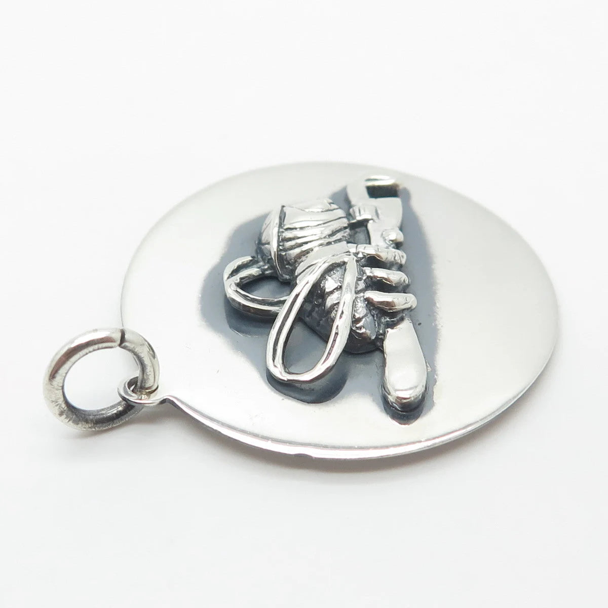 925 Sterling Silver Vintage Cartoon Bee Round Pendant
