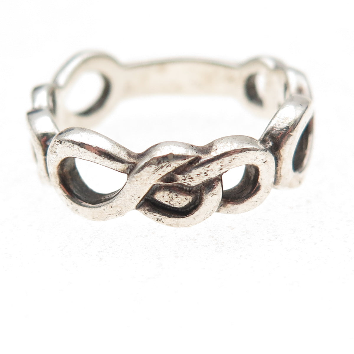 925 Sterling Silver Vintage Infinity Oxidized Band Ring Size 9