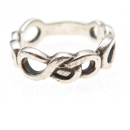 925 Sterling Silver Vintage Infinity Oxidized Band Ring Size 9