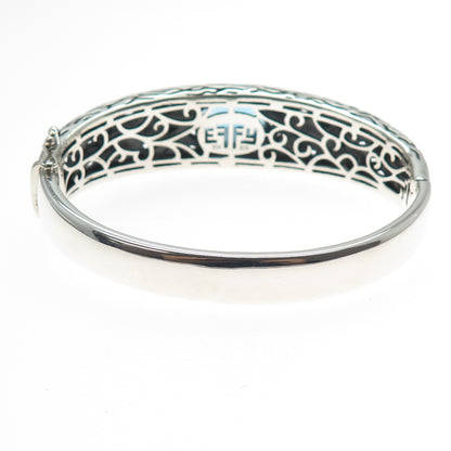 EFFY 925 Sterling Silver Real Blue Topaz Lagoon Bangle Bracelet 7"