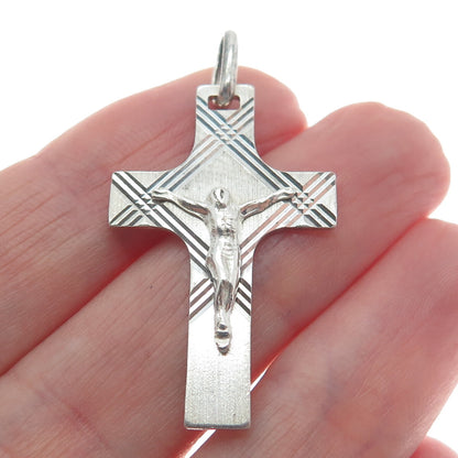 925 Sterling Silver Vintage Italy Crucifix Cross Pendant