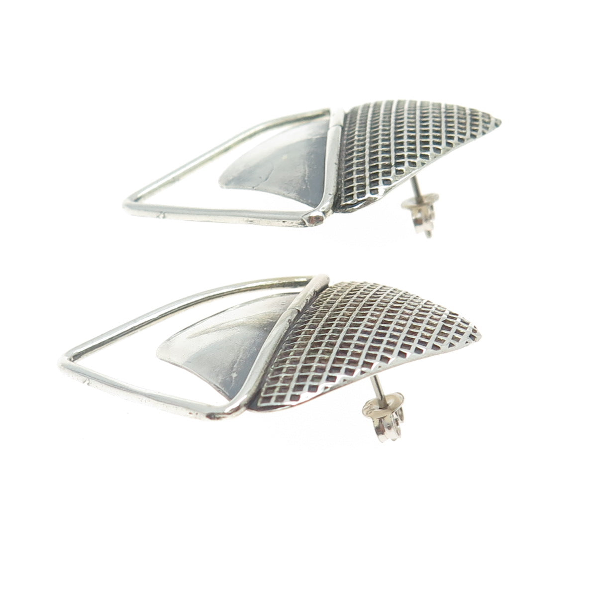 WILLIAM DE LILLO 925 Sterling Silver Vintage Modernist Geometric Earrings