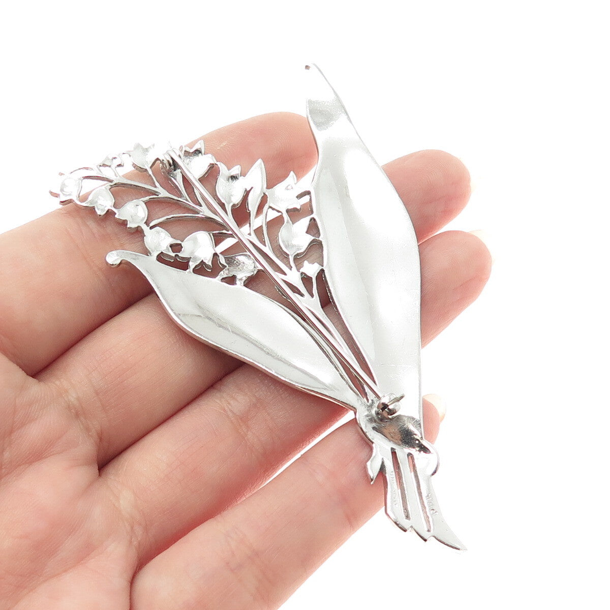 925 Sterling Silver Antique Art Deco PRK Real Marcasite Flower Pin Brooch