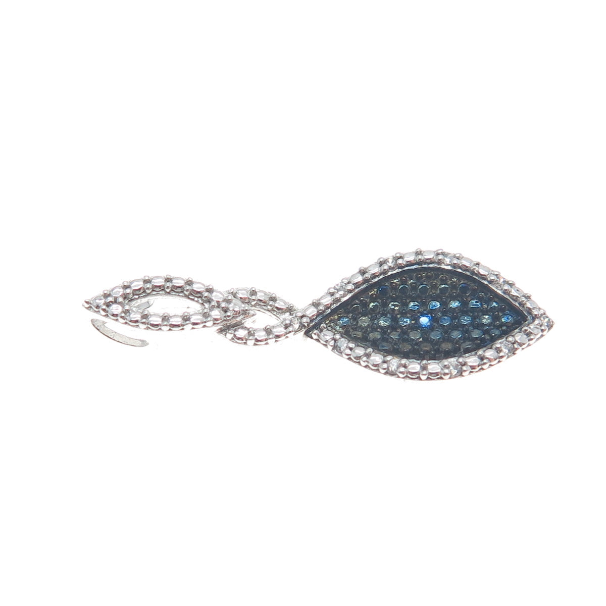 925 Sterling Silver White & Blue Round-Cut Shaped C Z Infinity Slide Pendant