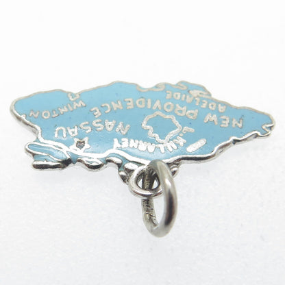 925 Sterling Silver Vintage Enamel New Providence Island Nassau Charm Pendant