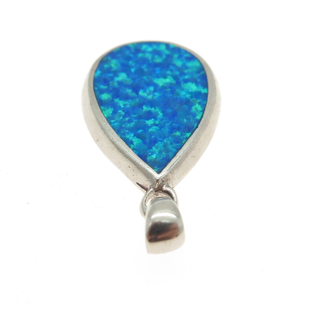 925 Sterling Silver Vintage Real Doublet Opal Gemstone Drop Pendant