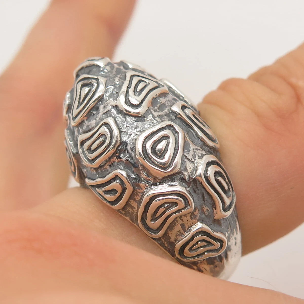 925 Sterling Silver Vintage Domed Nugget Ring Size 6.5