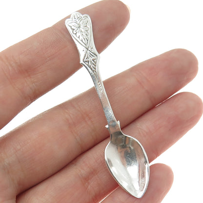 925 Sterling Silver Antique Art Deco Engraved Salt & Spices Spoon