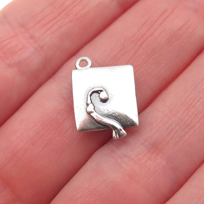James Avery 925 Sterling Silver Vintage Graduation Hat 3D Mini Charm Pendant