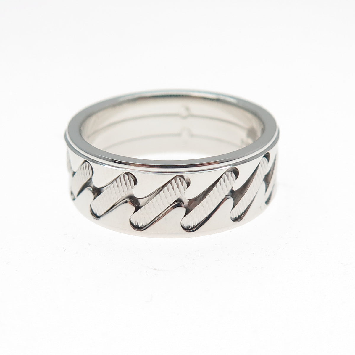 NEOS 925 Sterling Silver Textured Sewing Stitches Band Ring Size 8.75