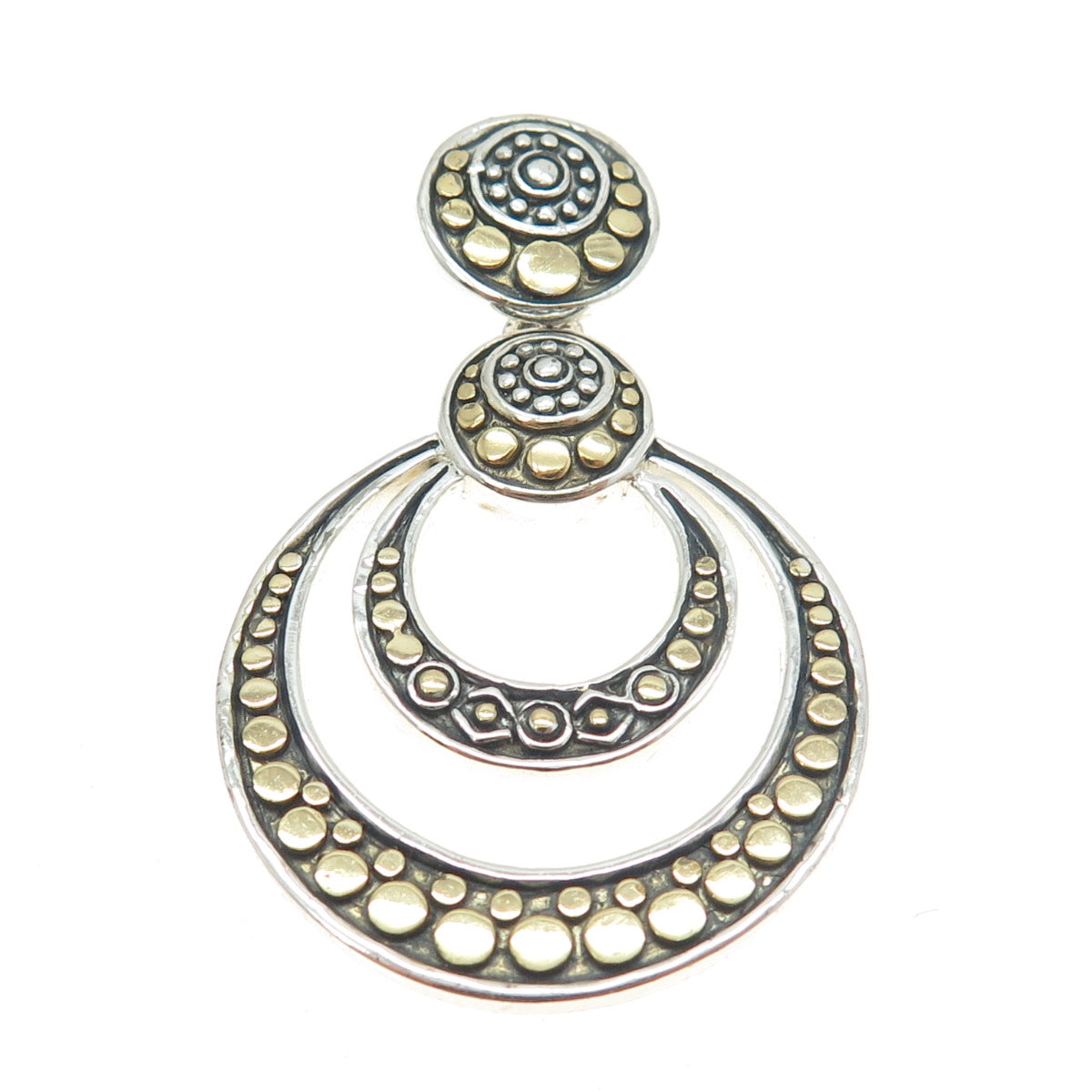 925 Sterling Silver 2-Tone Vintage Ethnic Dots Pendant