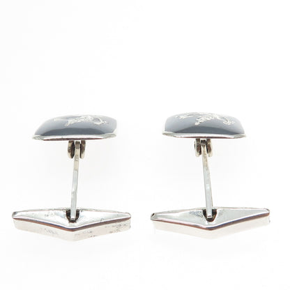 925 Sterling Silver Antique Siam Niello Hindu Goddess Cufflinks