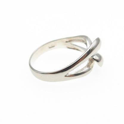 925 Sterling Silver Vintage Modernist Interlocked Ring Size 9.25