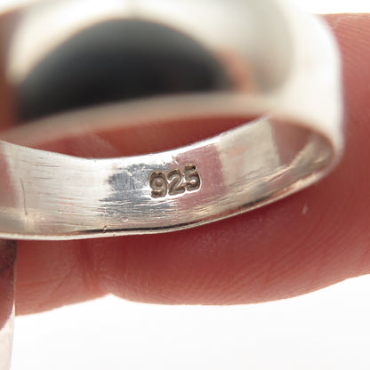 925 Sterling Silver Vintage Real Abalone Shell Modernist Ring Size 7