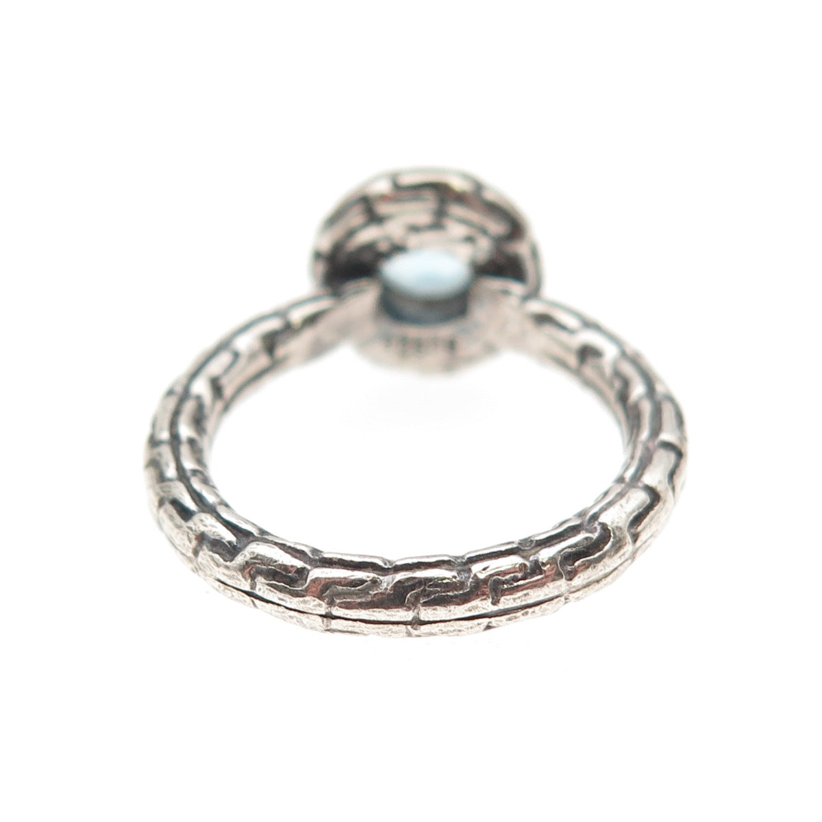 SAJEN 925 Sterling Silver Vintage Real Blue Topaz Modernist Oxidized Ring Size 6