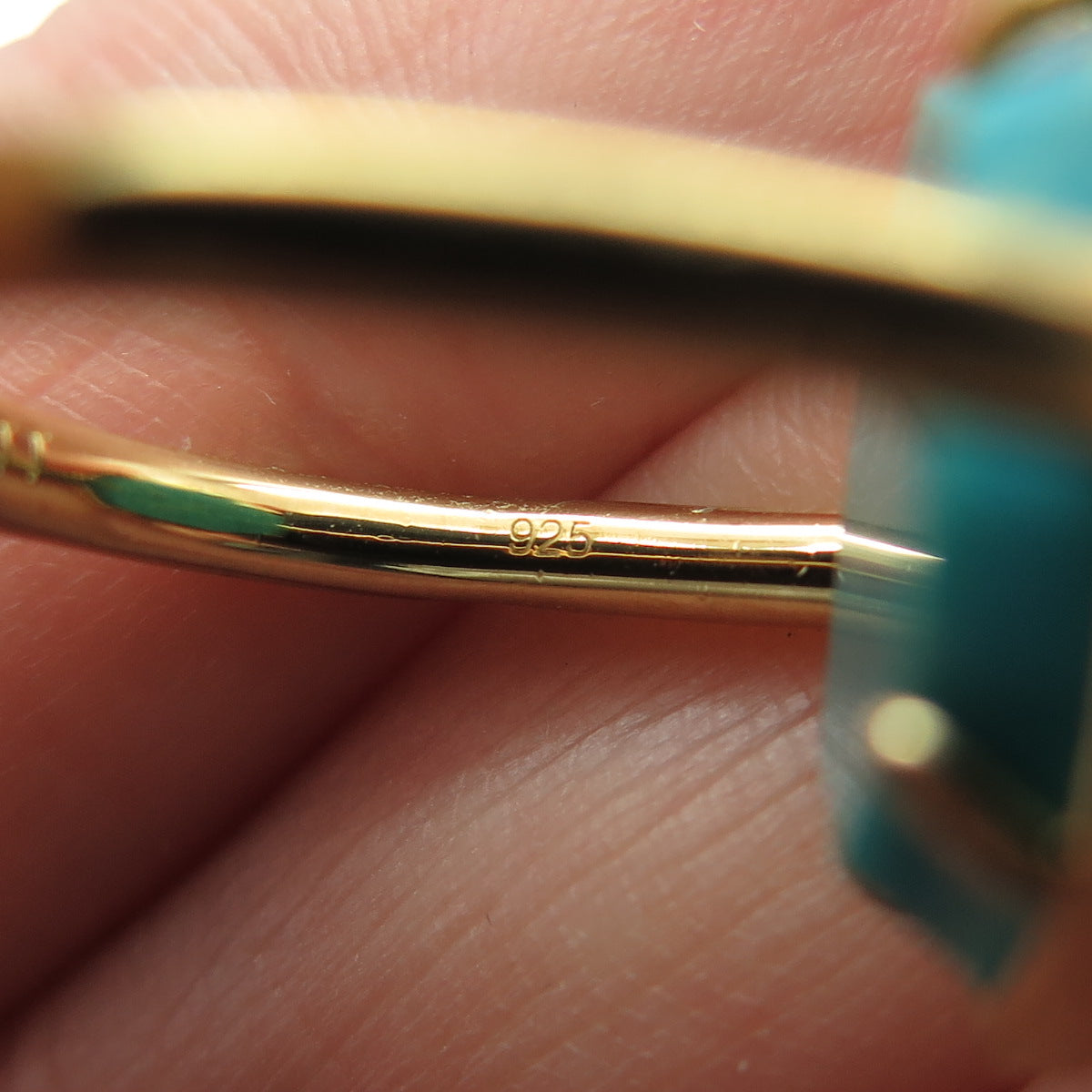 KENDRA SCOTT 925 Sterling Silver Gold Plated Real Turquoise Ring Size 3.25