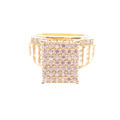 925 Sterling Silver Gold Plated Round & Tapered Baguette-Cut C Z Ring Size 6.5