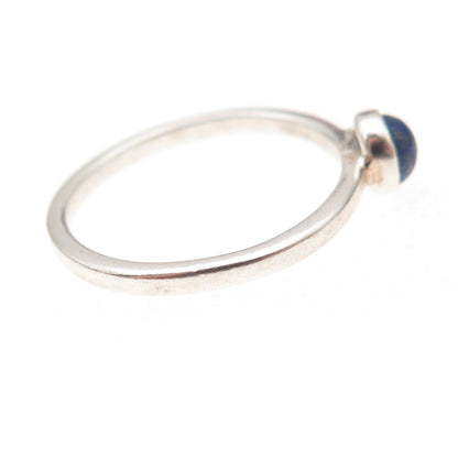 925 Sterling Silver Vintage Real Lapis Oxidized Ring Size 8.25
