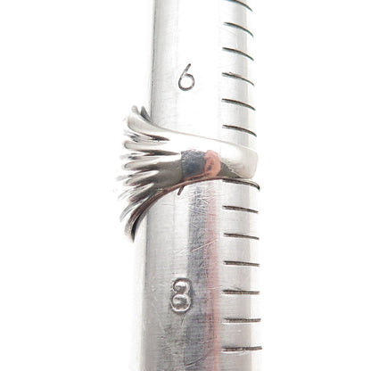 925 Sterling Silver Vintage Modernist Wing Oxidized Ring Size 7