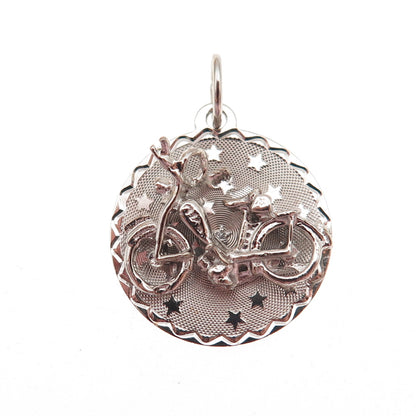 CREA 925 Sterling Silver Vintage Motorcycle Mini Charm Pendant