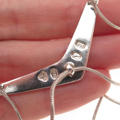 925 Sterling Vintage MJC Australia Real Opal Modernist Snake Chain Necklace 18"
