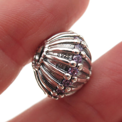 Pandora 925 Sterling Silver Purple C Z Show Stopper Slide Bead Charm