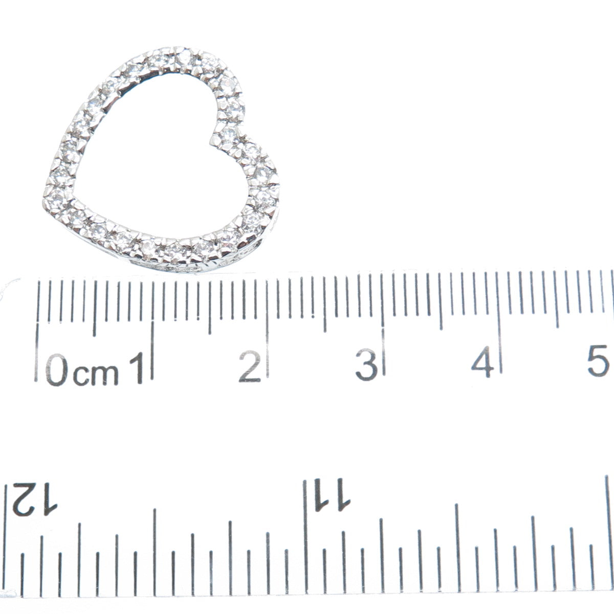 925 Sterling Silver Round-Cut C Z Heart Slide Pendant