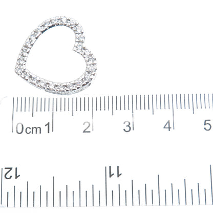 925 Sterling Silver Round-Cut C Z Heart Slide Pendant