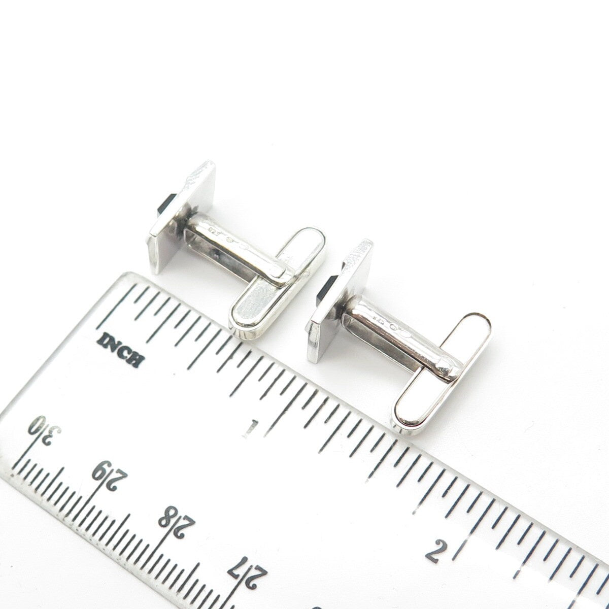 925 Sterling Silver VintageAlphonzo Mucha Real Black Onyx Square Cufflinks #25