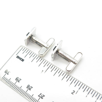 925 Sterling Silver VintageAlphonzo Mucha Real Black Onyx Square Cufflinks #25