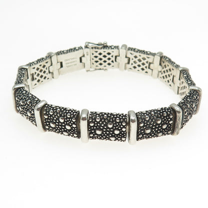 MICHAEL DAWKINS 925 Sterling Silver Granulated Panel Link Bracelet 6.5"