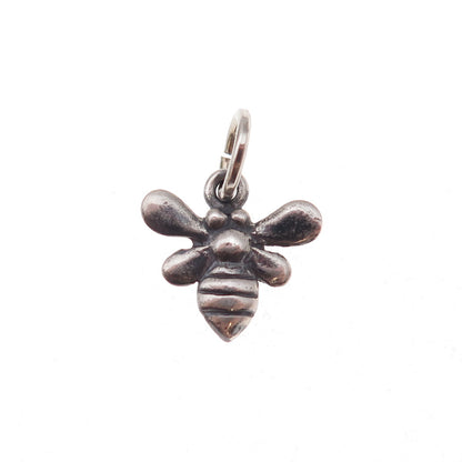 925 Sterling Silver Vintage Bee Oxidized Charm Pendant